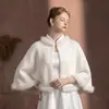 Chal Capa para Mujer para Otoño e Invierno, Piel Sintética de Visón, Estilo Vintage, Combinado con un Vestido Cheongsam, Estilo Chino, Cuello Alto Esponjoso, Estilo Suave