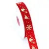Fita de Boneco de Neve de Natal de 2,5 cm com Estampagem Dourada Feliz Natal Fita para Caixa de Presente de Natal com Estampagem Dourada