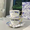 Suministro Directo Transfronterizo D Hogar Lujo Hortensia Taza de Café y Platillo Estilo Europeo Juego de Té de la Tarde Taza de Té Negro 2 Tazas 2 Platos Caja de Regalo