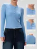 Nueva Camisa Henley de Modal Lenzing para Mujer Top Deportivo de Yoga Camiseta de Corte Ajustado Correr Fitness Manga Larga