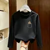 Camiseta Masculina de Algodão Puro com Manga Longa Estilo Coreano Verão Novo Estilo para Crianças de Meia-Idade e Mais Velhas Estampa de Desenho Animado Camada de Base da Moda t