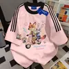 Camiseta Manga Curta 100% Algodão Puro Novo Estilo Divertido Estilo Coreano Três Listras para Homens e Mulheres no Verão Solta Efeito Emagrecedor Gola Redonda Top Ins