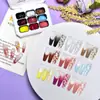 Nuevo Patrón de Nueve Cuadrículas Satinado Gel Color Macarrón Degradado Pintura Difuminada Esmalte en Gel Sin Limpiar en Stock