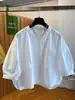 Camisa de Cuello Redondo de Manga Media para Mujer 2026 Verano Nueva Casual Holgada Versátil Estilo de Alta Gama Manga Tres Cuartos Top Cárdigan de Moda