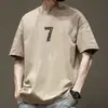 Camiseta Tendência Americana Japonesa e Coreana Nova de Manga Curta para Homens, Verão Tendência Avant-Garde Estilosa Gola Redonda Versátil Top de Algodão Masculino
