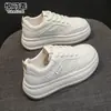 Sapatos Brancos de Couro Genuíno Moda com Solado Grosso Aumento de Altura para Mulheres Outono 2026 Novos Versáteis Estudante Esportes Casuais Sapatos Femininos Sapatos de Plataforma