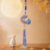 Nuevo Brocado de Canción del Festival de Medio Otoño Estilo Chino Colgante de Borla Conejo de Jade Palacio Lunar - Producto Terminado con una Atmósfera Única, Adecuado para Decoración de Coche y Bolsa, Regalo Tradicional Chino
