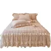 Falda de Cama Princesa de Invierno Pieza Única Coral Leche Felpa Cubre Cama Sábana Algodón Engrosado Cubre Cama Delantal de Cama con Falda