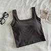 Gola quadrada all-match cor pura alça peito almofada camisola roupas femininas outono e inverno 2023 novo quente menina esportes curto roupa interior
