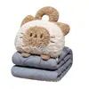 Almohada de Gato Siamés Linda con Orejas Chuecas, Manta para Aire Acondicionado, Cojín para Dormir Dos en Uno Montado en Coche, Almohada para Siesta de Oficina para Niñas