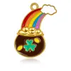 Série Festival Irlandês DIY Desenho Animado Esmalte Joias Acessórios Pingente Único Trevo Verde Pulseira Charme