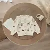Cárdigan de Punto para Niña 100% Algodón Puro Bordado Pesado Suéter para Bebé Estilo Otoño/Invierno Dulce Cárdigan para Niñas