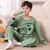 Pijama Infantil de Manga Longa Fino Roupa de Casa de Bebê Roupa de Outono para Menino Crianças Médias e Grandes Desenho Animado Adolescentes Roupa para Ar Condicionado conjunto
