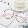 Gafas de lectura de marca BJYX, montura redonda completa, para negocios, ultraligeras, ultratransparentes, de color sólido, de metal, de alta calidad, con protección contra la luz azul y espejo plano.