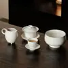 Colección de Elegantes Juegos de Té para el Hogar con Ceniza de Hierba de Tinta Barro Nuevo, Juegos de Té Kung Fu, Tazones con Tapa de Tres Talentos de Cerámica, Cafeteras y Tazas de Té