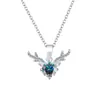 Venta al por mayor de fábrica transfronteriza Collar de plata de ley S925 con Moissanita y Colgante de asta, Moderno y Versátil