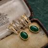 Colgante de Esmeralda Collar Largo para Mujer Cadena de Hueso de Serpiente Retro Industria Pesada Exagerada Pendientes Incrustados con Circonita Set de Joyería de Alta Gama