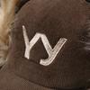 Gorra de pana con orejeras bordadas con letras, moda callejera, gorra de béisbol, otoño e invierno, protección para las orejas, cálida, gorra versátil