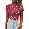 Camiseta Feminina Tendência Tamanho Europeu com Estampa de Coração para o Dia dos Namorados da Amazon, Gola Alta Meio, Mangas Três Quartos, Top Pulôver para Mulheres