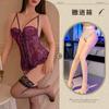 Ting Xiang Yujie Nocturno Atractivo Correa de Perspectiva Ropa Interior Sexy Pecho Pequeño Fruncido Cintura Plástica Sin Costuras Mono