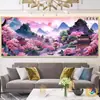 Nubes Púrpuras Ascendiendo al Este, Punto de Cruz Estilo Nuevo para Sala de Estar y Estudio, Paisaje de Punto de Cruz Bordado Completo DIY