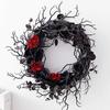 Halloween guirlanda de galho seco flor artificial preto decoração de pendurar na porta guirlanda festival fantasma arranjo de atmosfera anel de rattan