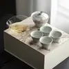 Conjunto de Cerimônia do Chá das Dinastias Tang e Song, Conjunto Completo para Presente com Conjunto de Chá Preto Esmaltado Pintado à Mão, Utensílios Estilo Erudito Quatro Cavalheiros