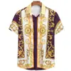 Nova Camisa Masculina Casual de Moda Verão Estampa Digital 3D Manga Curta Padrão Estilo Étnico Camisa Masculina