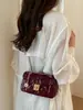 Bolso de Hombro de Cuero Aceitado y Encerado Francés Estilo Nuevo Primavera 2026 Bolso Cuadrado Pequeño Acolchado Bordado Bolso de Cadena para Viajes Diarios Bolso Cruzado para Mujer