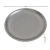 Plato Redondo Retro de Acero Inoxidable en Gris Nieve, Extra Grueso con Borde, Plato de Cena Redondo para Restaurante, Filete, Estilo Vintage de Lujo Ligero