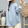 Nueva Camisa Bordada de Gasa de Doble Capa Artística y Fresca para Primavera y Otoño para Mujer, Blusa Versátil de Manga Larga de Corte Holgado al por Mayor