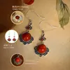 Pendientes Ruyi de Plata 925 para Mujer, Diseño de Estilo Antiguo, Ágata Roja, Pendientes de Alto Nivel Estilo Chino Nuevo