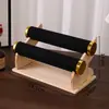 Soporte de exhibición de joyería hecho de madera natural, multicapa, gran capacidad, para guardar pulseras, brazaletes y accesorios para el cabello