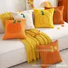Funda de Almohada de Calabaza de Halloween Transfronteriza Felpa Bordada Decorativa para Cojín Sala de Estar Sofá Almohada de Ambiente Dormitorio Almohada Lumbar