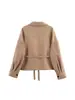 Para Exportación Transfronteriza Spot 2025 Verano Nuevo Chaqueta Superior Casual para Mujer Color Sólido Bolsillo de Solapa Estéreo Decorado con Cinturón