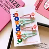 Novo mini grampo de resina de flor fofo para crianças, base colorida para crianças, grampo lateral, 4 grampos para franja, tiara