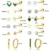 Europa e Estados Unidos Amazon Hot Gold Plated Brincos Brincos Moda Verde Zircon Brincos Brincos em estoque