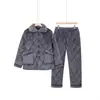 Pijama y Ropa de Casa con Forro Polar, Engrosados para Calidez, Conjunto Holgado y Cómodo de Manga Larga y Pantalón Largo, Pantalones de Mamá con Forro Polar