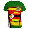 Bandera de Zimbabue y Emblema Nacional Patrón Impresión 3D Transfronterizo Nuevo Camiseta de Manga Corta para Hombre Venta Directa de Fábrica Suministro