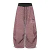 Nova coleção de outono: Calça casual de cordão listrada color block, estilo americano, minimalista, para mulheres, com corte solto, versátil e relaxado, perfeita para uso esportivo e casual.