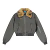 Marca 2026 Moda Femenina Calle de Moda Color Sólido Manga Larga Cuello de Piel Regular Chaqueta de Algodón Venta al por Mayor Suministro Directo 55