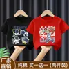 Camiseta de Manga Corta para Niños 2026 Verano Nuevo Estilo Camisetas de Algodón Puro para Niños Camisa Base Estampada de Dibujos Animados para Bebé Camiseta de Moda