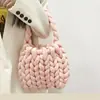 Bolso Tejido a Mano, Bolso de Mano Hecho por Uno Mismo Estilo Coreano, Regalo para Novia, Bolso Bandolera, Hilo Islandés Súper Grueso DIY