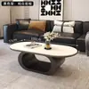 Mesa de Centro Minimalista Italiana Nova em Laje de Rocha Sala de Estar Casa Simples Moderna Combinação de Alto Padrão Luxo Leve Mesa de Chá Oval