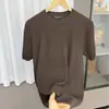 Camiseta Masculina de Verão com Listras Verticais, Gola Reta, Manga Curta, Punhos, Estilo Old Money, para Fitness, Trabalho e Uso Casual