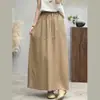 Falda Larga Casual Recta de Verano 2026, de Cintura Alta, Adelgazante, con Caída, Cintura Elástica y Elegante Abertura Trasera