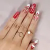 24 Piezas de Uñas Postizas Navideñas de Almendra Boutique Uñas Portátiles Pintadas Papá Noel Copo de Nieve Ciervo Piezas de Uñas de Arte de Alta Gama Al por Mayor
