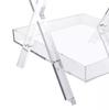 Mesa acrílica plegable portátil de doble capa con bandeja de almacenamiento removible, estante de almacenamiento de noche, mesa de centro, mesa para balcón o mirador