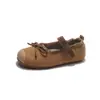 Zapatos infantiles de terciopelo retro estilo dulce primavera y otoño, zapatos de piel para niñas pequeñas, zapatos de princesa, zapatos Mary Jane para bebé de punta fina