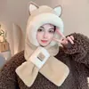 Bufanda-mascarilla mullida de otoño e invierno, pieza única engrosada, calentador de cuello lindo, sombrero de felpa para mujer, sombrero cálido para ciclismo con protección para los oídos